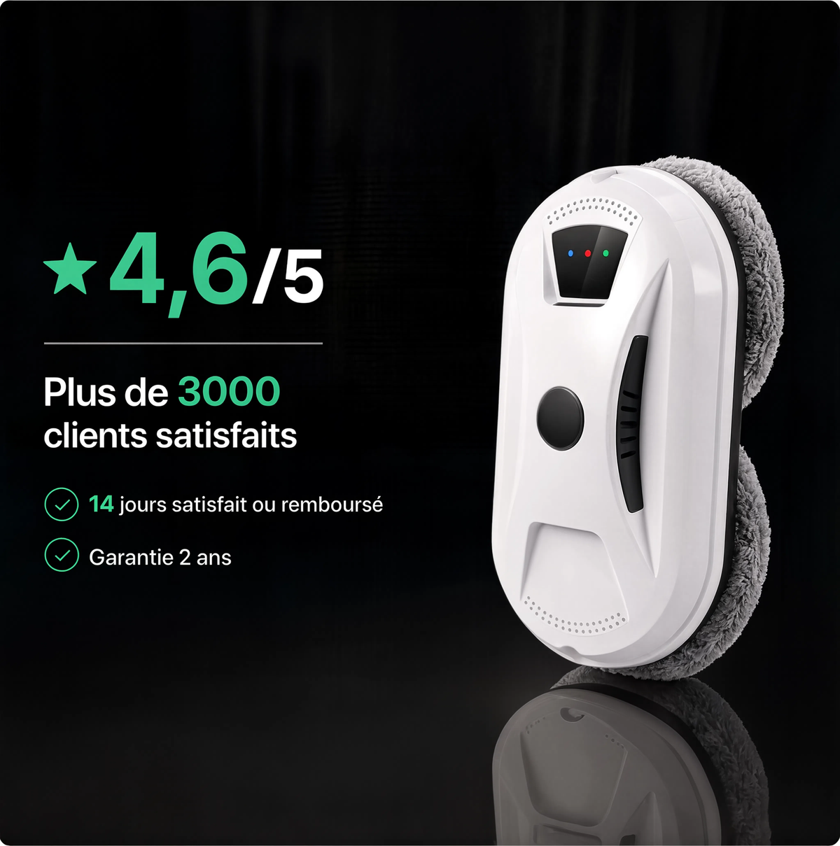 Robot Lave-Vitres MGS Vitro Essentiel | Aspiration 5600 Pa et Sécurité Anti-Coupure