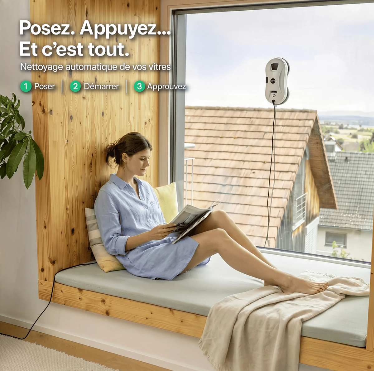 Robot Lave-Vitres MGS Vitro Essentiel | Aspiration 5600 Pa et Sécurité Anti-Coupure