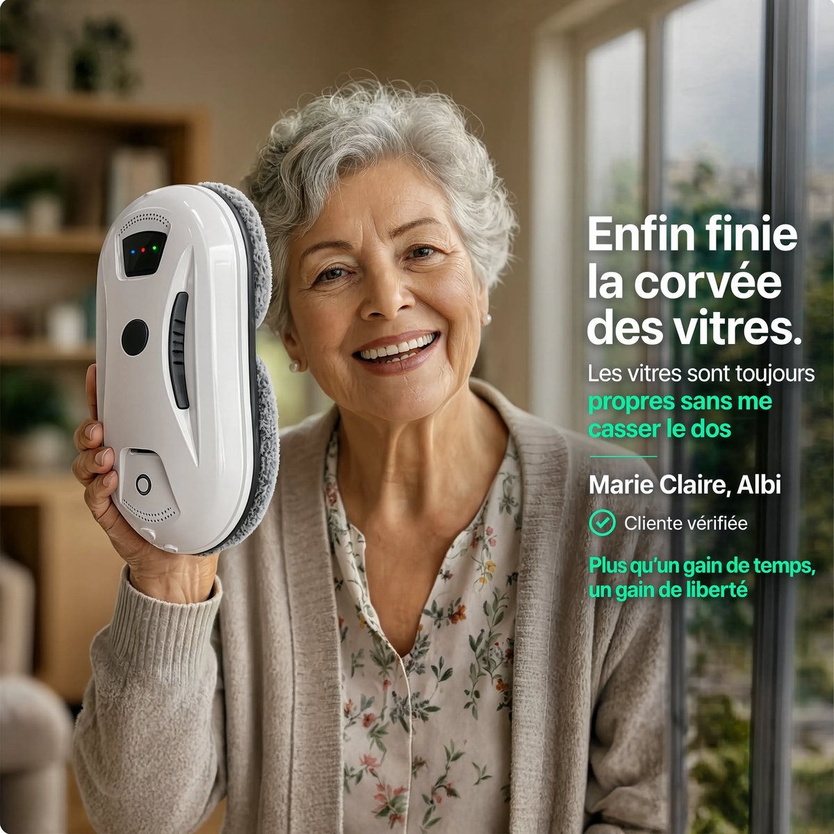 Robot Lave-Vitres MGS Vitro Essentiel | Aspiration 5600 Pa et Sécurité Anti-Coupure