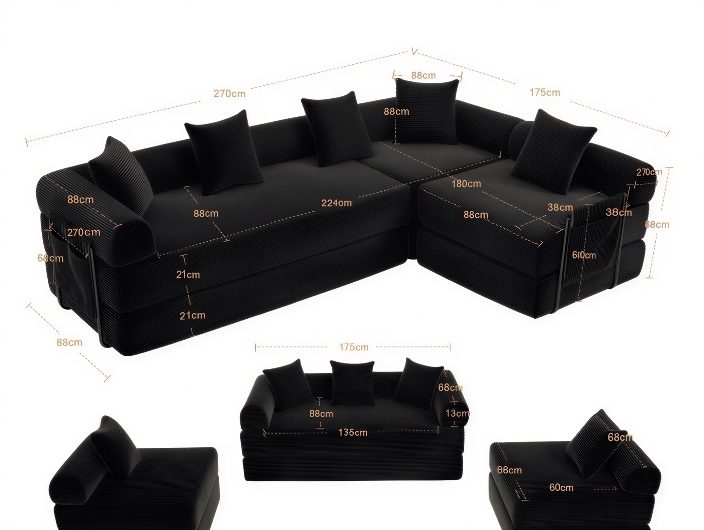 Canapé familiale, convertible et modulable LEXA